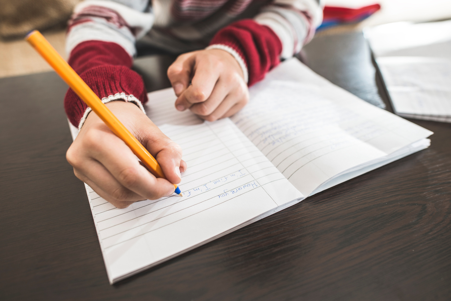 Child Write in a Notebook